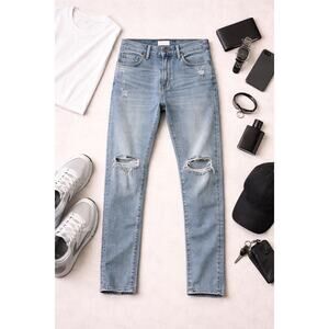 Abercrombie & Fitch Men's Rustin Athletic Slim Jeans Distressed Blue Size 28x32